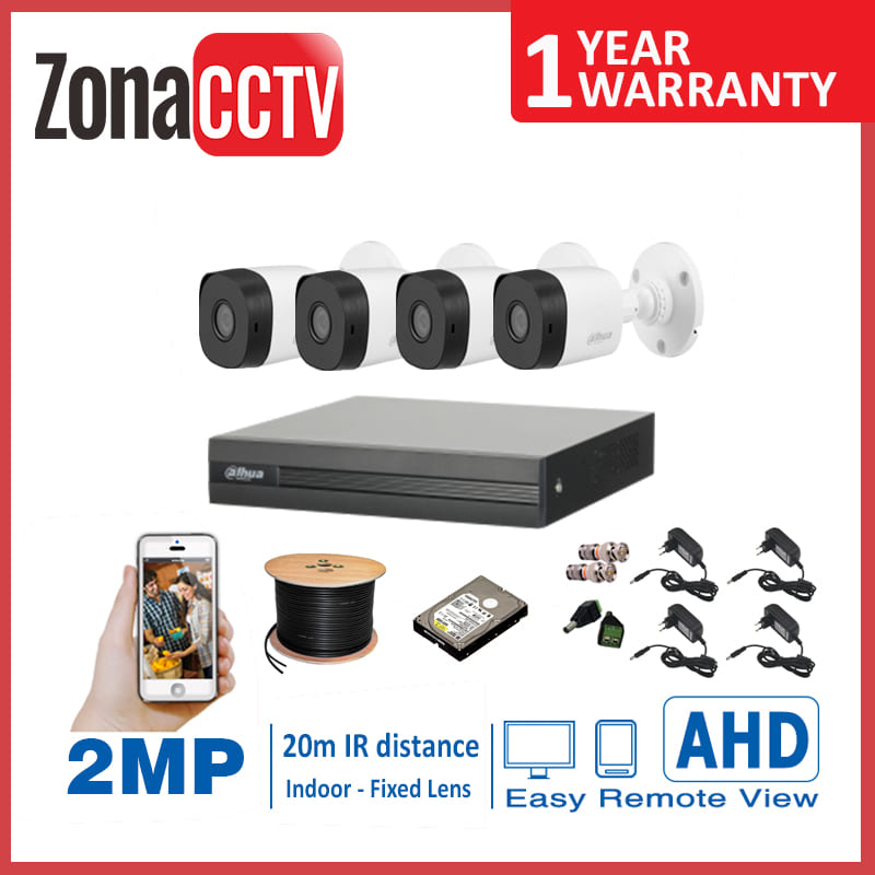 Paket 4 Kamera Outdoor 2MP DAHUA